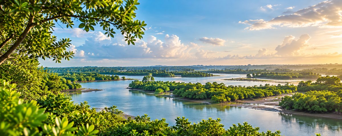 Mangrove islands and winding tidal channels in a Bangladesh wetland